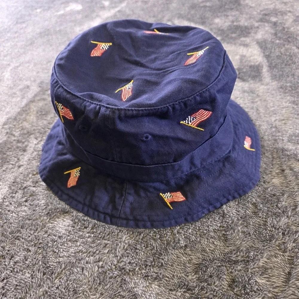Polo Ralph Lauren USA Flag Embroidered Bucket Hat L/XL Patriotic Blue Unisex